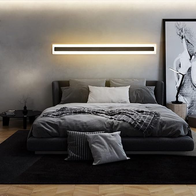 LED Motion Sensor Wall Light Indoor, Modern Minimalist Long Strip Wall Lamp LED Wall Lights for Living Room Bedroom Hallway Decorative,White Light,100cm LED 40W