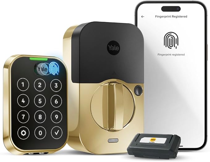 Yale Assure Lock 2 Touch Deadbolt, Lifetime Brass Key-Free Smart Lock with Wi-Fi Connected Touchscreen Keypad and Fingerprint Scanner for Code Entry and Remote Access, YRD450-F-WF1-P05