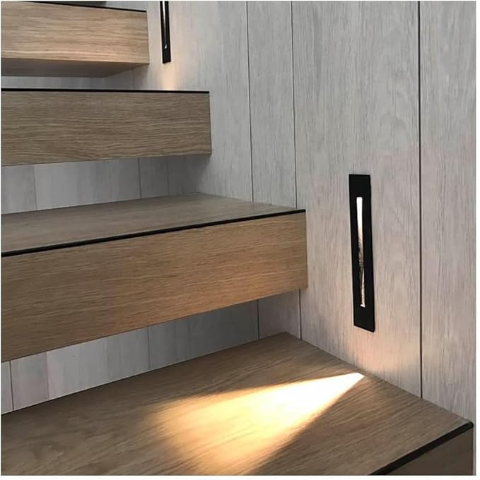 Modern Stairway Lights 10Pcs Led Lighting for Stair Railing Embedded 3W Ac85 265V Non Waterproof Ideal for Stair/Decks/S/Hallway/Movie Theater Corridor 4000K,Brushed Black-4000K