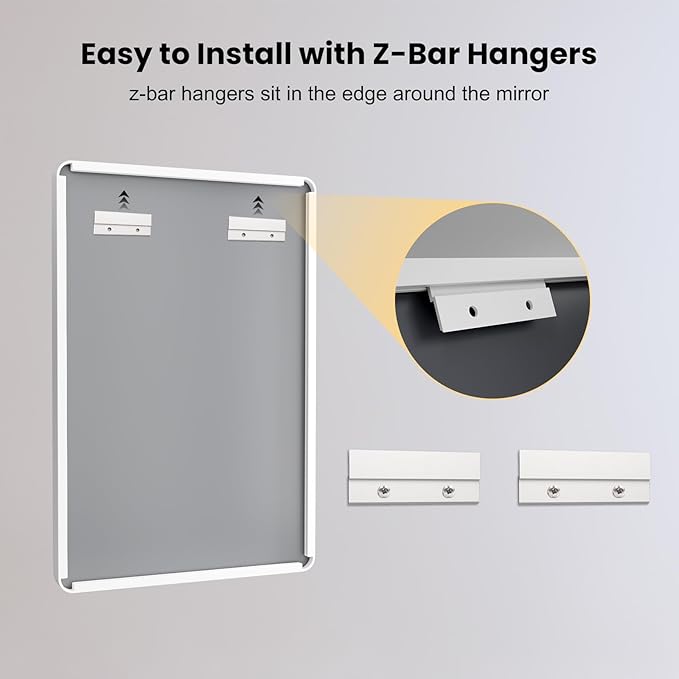 LOAAO 32x36 Inch White Metal Framed Bathroom Mirror for Wall, White Bathroom Vanity Mirror Farmhouse, Large Rounded Rectangle Mirror, Anti-Rust, Tempered Glass, Hangs Horizontally or Vertically