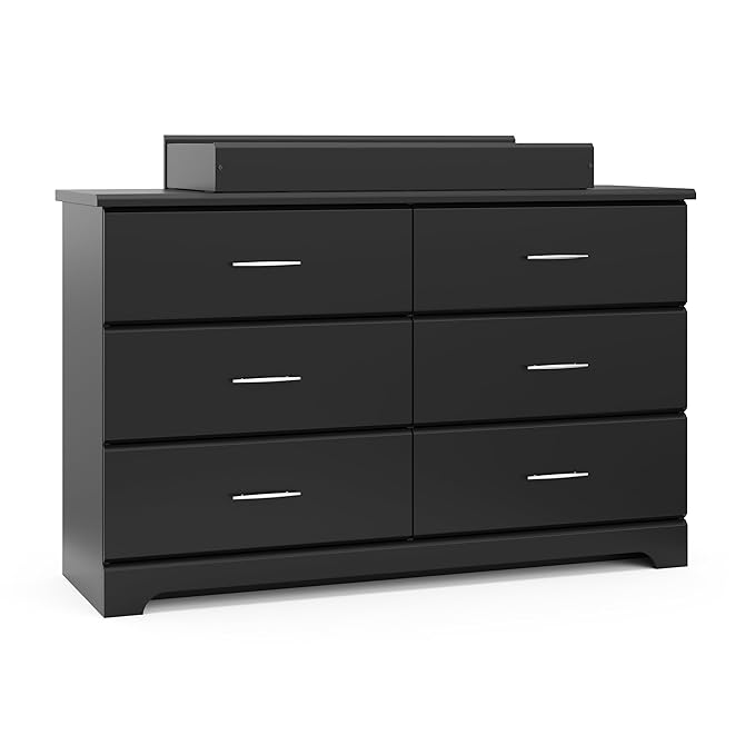 Storkcraft Brookside 6-Drawer Dresser (Black) – GREENGUARD Gold Certified, Black Dresser for Bedroom, Kids & Nursery Storage Chest, Safety Interlocking Drawers, Pre-Installed Tracks, Kids Chest