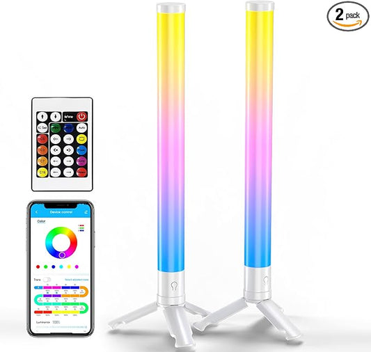 TJOY 360° Smart Light Bars, LED Game Desk Lights, TV Monitor Backlight with Music Sync, RGB Light Bar with Remote Control, Ambient Lighting for PC, Table, Gaming Room(White,Plastic Material)