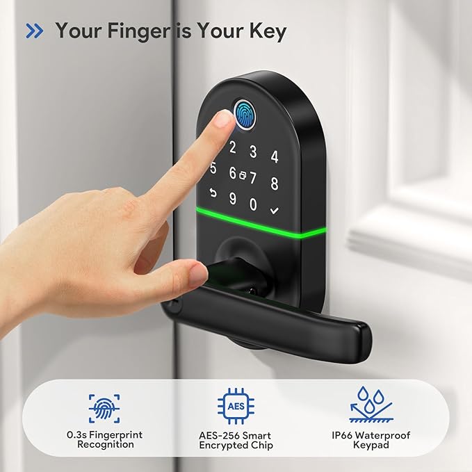 Smart Keypad Door Lock with Handle: NICE DIGI Keyless Entry Electronic Lock for Front Door, Easy Installation (Black)