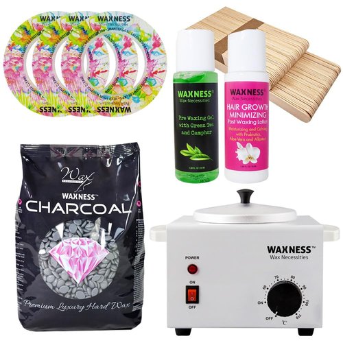Waxness Premium Luxury Polymer Blend Charcoal Waxing Kit with 1.1 Pound Wax Bag