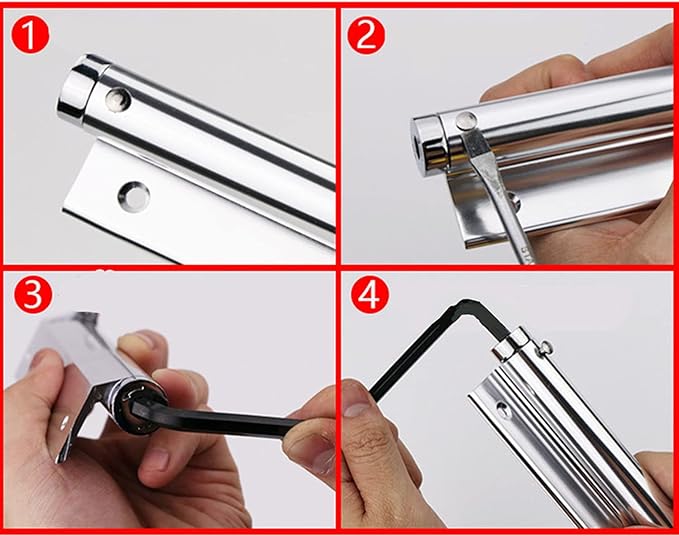 zeng Automatic Door Closer, 304 Stainless Steel, Surface Mounted, Adjustable Spring, Commercial and Residential (Silver)