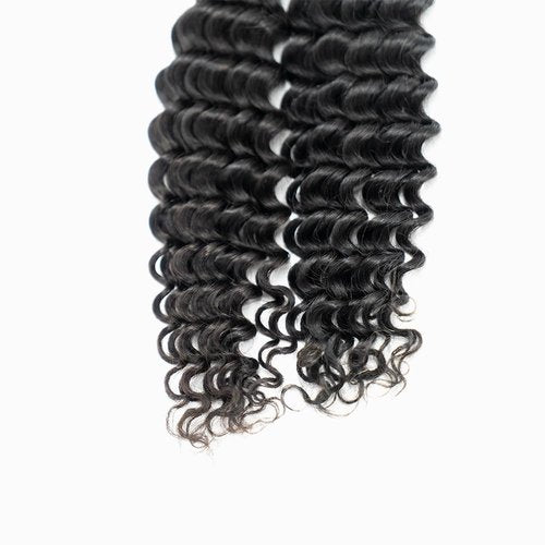 XISHIHONGYAN Bulk Human Hair Deep Curly - 3 Bundles (300g) Weft-Free Seamless for Box & Boho Knotless Braids 16 Inch Natural Black