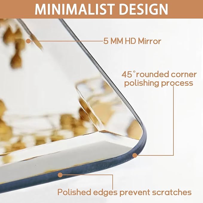 Frameless Bathroom Mirror for Over Sink,Wall Mounted Vanity Mirrors 15x25in,Rounded Rectangle Mirror Frameless with Polished Edge for Bedroom,Living Room,Entryway,Shatterproof (Horizontal/Vertical)