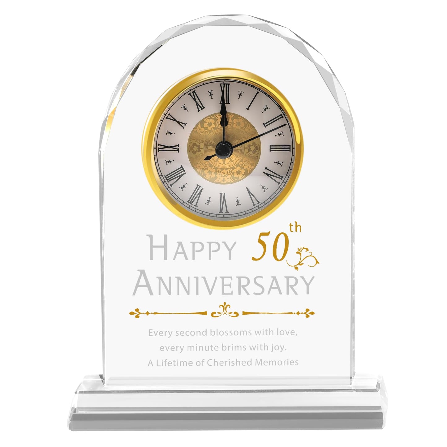 PEEYHONY 50th Wedding Anniversary Crystal Clock Gifts for Couple Parents, 50 Year Anniversary Wedding Gifts Quartz Clock Gifts for Husband Wife, 50th Wedding Anniversary Decorations