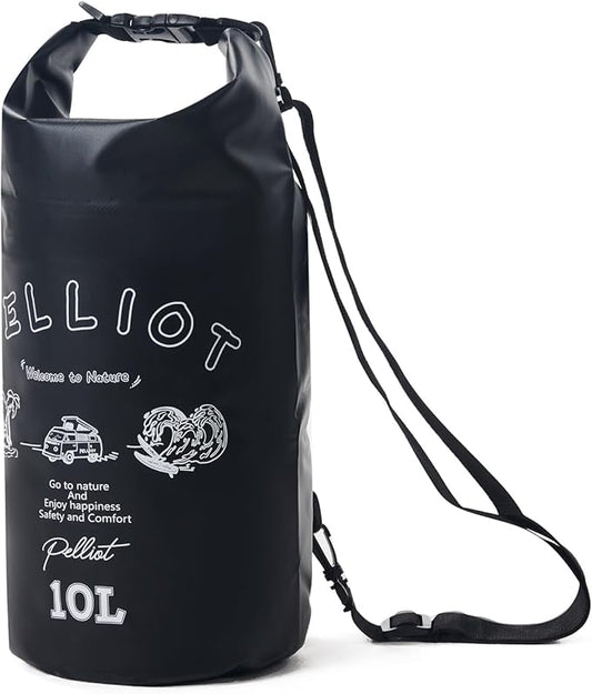 10L Waterproof Dry Bag Tough & Water-repellent Storage Bag with Adjustable Shoulder Strap Lightweight Portable Shoulder Dry Bags for Kayaking Boating Camping Black
