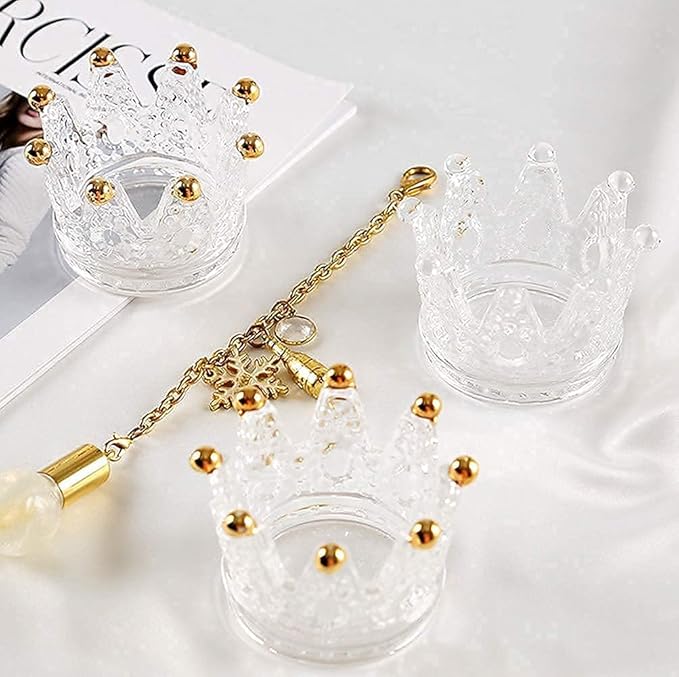 Vixdonos Votive Candle Holders Set of 6 Crown Glass Tealight Candle Holder for Wedding, Party and Home Decor (Gold Tips)