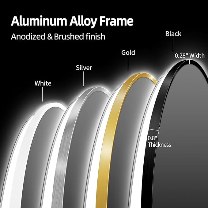 24" x 36" Gold Oval LED Bathroom Mirror with Lights, Backlit Mirror, Anti-Fog, 2700K/4000K/6500K, Stepless Dimmable, Wall Mounted Vanity Mirror with Gold Aluminum Frame, CRI≥93
