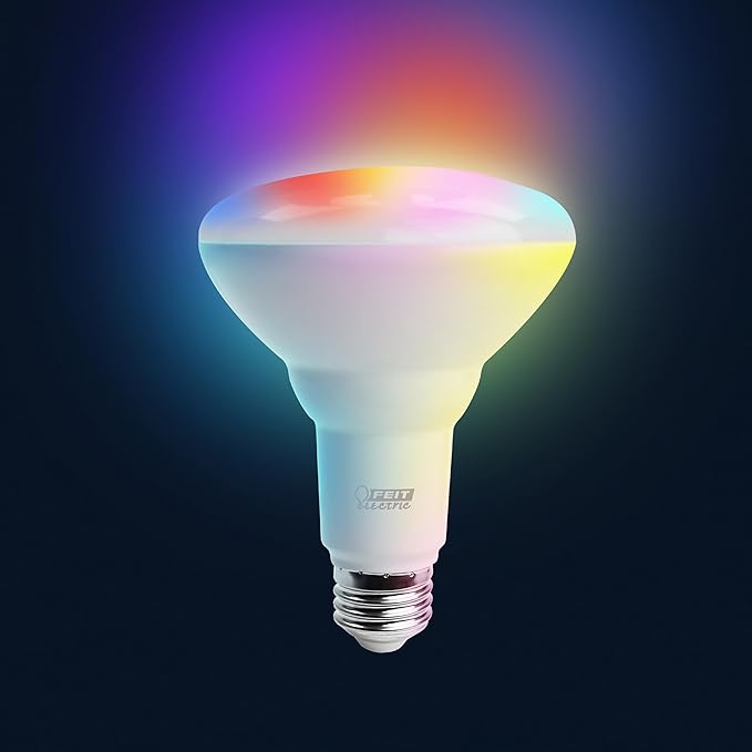 Feit Electric BR30 Smart Flood Light Bulb,2.4GHz WiFi Color Changing and Dimmable, No Hub, Works with Alexa or Google Assistant, BR30/RGBW/CA/AG, 65W, Multi-Color (RGBW), 1 Count (Pack of 1)