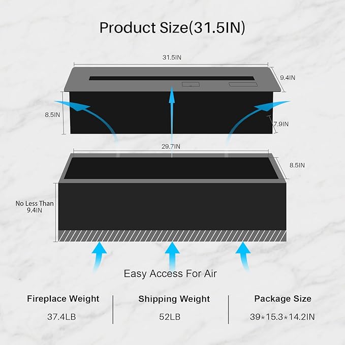 3D Water Vapor Fireplace Smart Electric Flame Decoration Steam Fireplace Humidifier W/Tap Water for Office, Home, Hotel,Restaurant(Single,31.5")