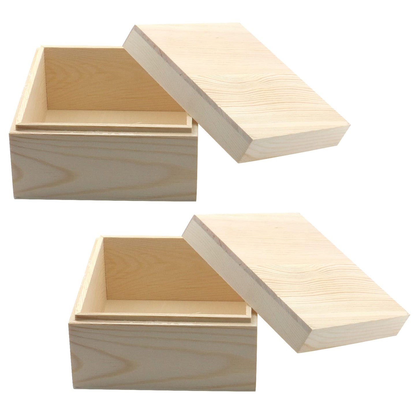 MY MIRONEY 2Pcs Wooden Unfinished Storage Box with Top Lid 4.72" x 4.72"" Square Wooden Pine Box DIY Craft Stash Boxes Gift Box for Arts Hobbies and Home Storage"