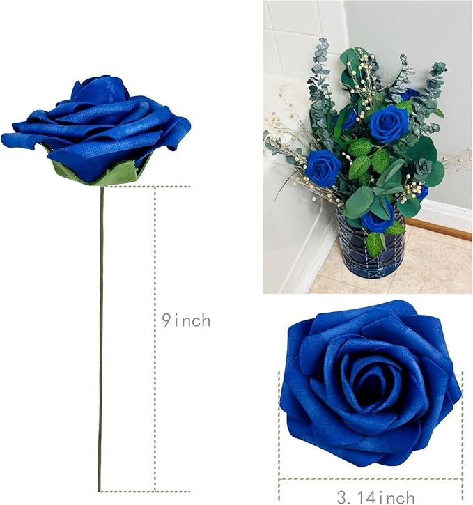 Black and Gold Flowers Artificial Roses for Centerpieces, 50PCS Fake Flowers for Wedding Decorations Bouquets Baby Shower Centerpieces Home Decor Arrangements Party