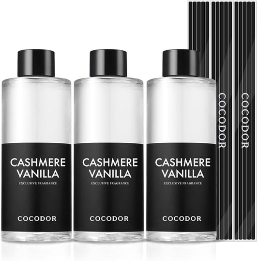 COCODOR Reed Diffuser Oil Refill/Cashmere Vanilla /6.7oz(200ml) / 3 Pack/Aromatherapy, Home Fragrance, Scented Oils, Oils for Reed Diffuser, Bathroom Home Decor