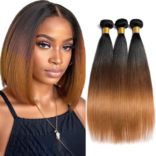 Condescension Brazilian Omber T1B/4/30 Human Hair Bundles 20 22 24 Inch Straight Hair 3 Bundles Human Hair 100% Unprocessed Remy Virgin Weave Hair for Women