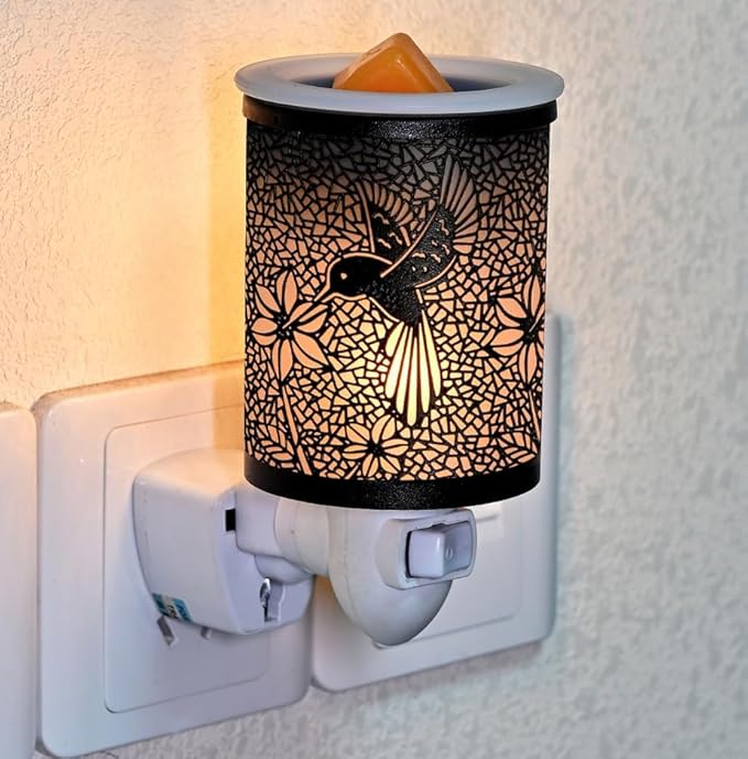 ASAWASA Metal Plug-in Wax Warmer with 1 pics Silicone Liner, Electric Wax Burner Melter Fragrance Warmer Night lamp,for Home Bedroom Kitchen Garage Gifts Décor Aromatherapy Spa (Hummingbird)