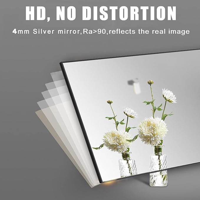Rectangle Bathroom Mirror 30x40 inch, Large Mirror with Black Frame, Rectangular Vanity Mirror 30" X 40", Modern Matte Wall Mounting Mirrors, Hang Horizontal or Vertical