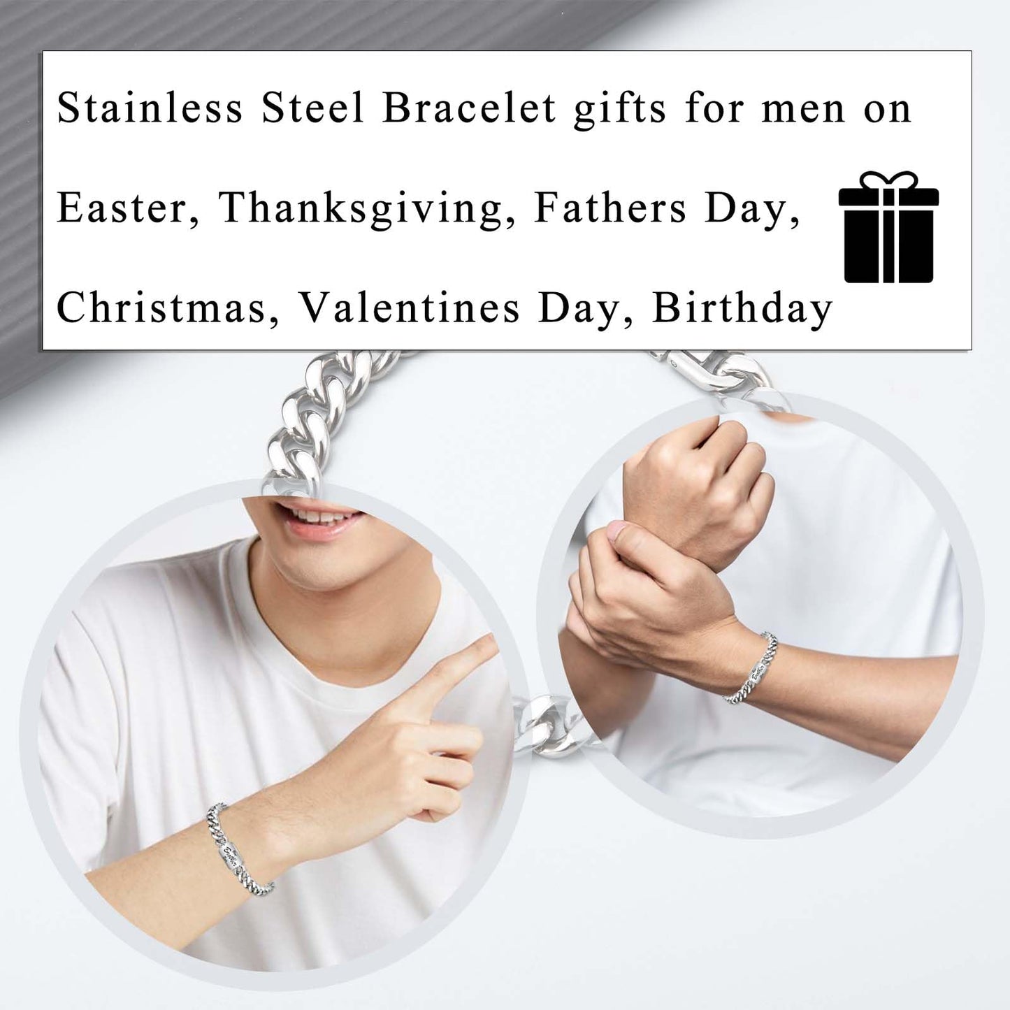 Gifts for Brother Cuban Link Chain Bracelet Easter Basket Stuffers Graduation Christmas Stocking Stuffers Valentines Fathers Day Birthday Gifts for Big Little Older Brother Boys Teens Men