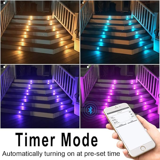 Low Voltage LED Deck Lights, 30 Pack 1.22" Smart WiFi RGBW 3000K Recessed Step & Stair Lighting Kit, IP67 Waterproof Outdoor for Deck, Walkway & Landscape, Compatible with Alexa & Google Assistant