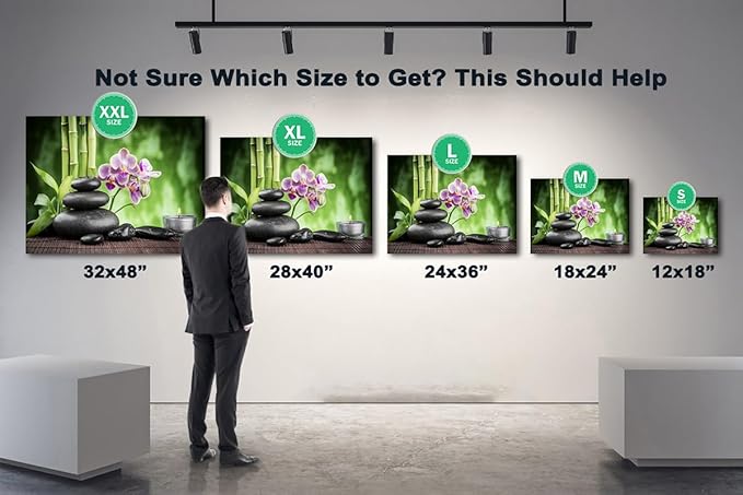GUTTATY Zen Wall Art Decor, Modern Bathroom Zen Decor Wall Art, Large Canvas Wall Art for SPA Zen Room Decor, Green Bamboo and Pebble Relaxing Art Prints for Office & SPA Wall Decor 28x40 Inches