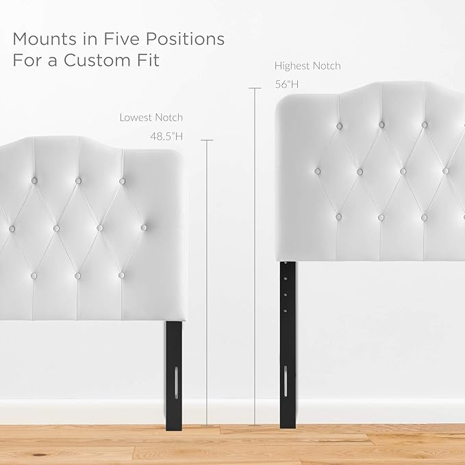 Modway Annabel Tufted Button Faux Leather Upholstered Twin Headboard in White