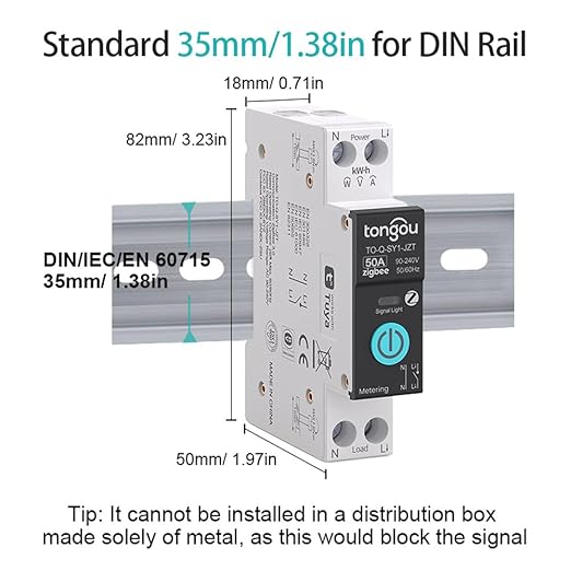 ZigBee DIY Smart Switch 50A| DIN Rail Switch| 1P+N 90-240VAC| Real-time Power Monitoring| Remote Control and Set Timer for Home Automation| Support Tuya/Smart Life| Voice Control| FCC Certified