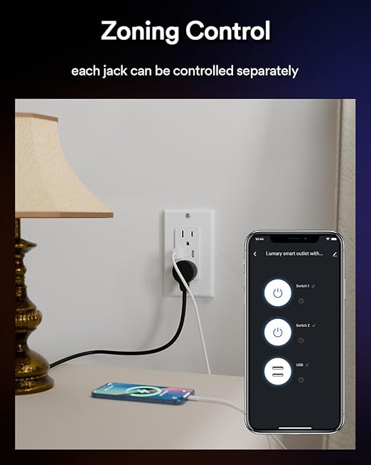 Lumary Smart USB Outlet with Type-C & USB-A Ports, WiFi in-Wall Outlet Compatible with Alexa & Google Home, Remote & Voice Control, Timer, FCC Certified, Tamper-Resistant, 4 Pack