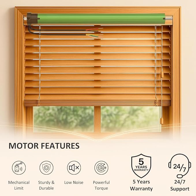 DC24V Tubular Motor for Motorized Roller Shades, Heavy Duty Dry Contact Blind Motor with Remote Control, 35mm Electric Shutter Motor, Ultra-Quiet Copper (6.0 N.m for Φ50mm (2") Groove Tube)