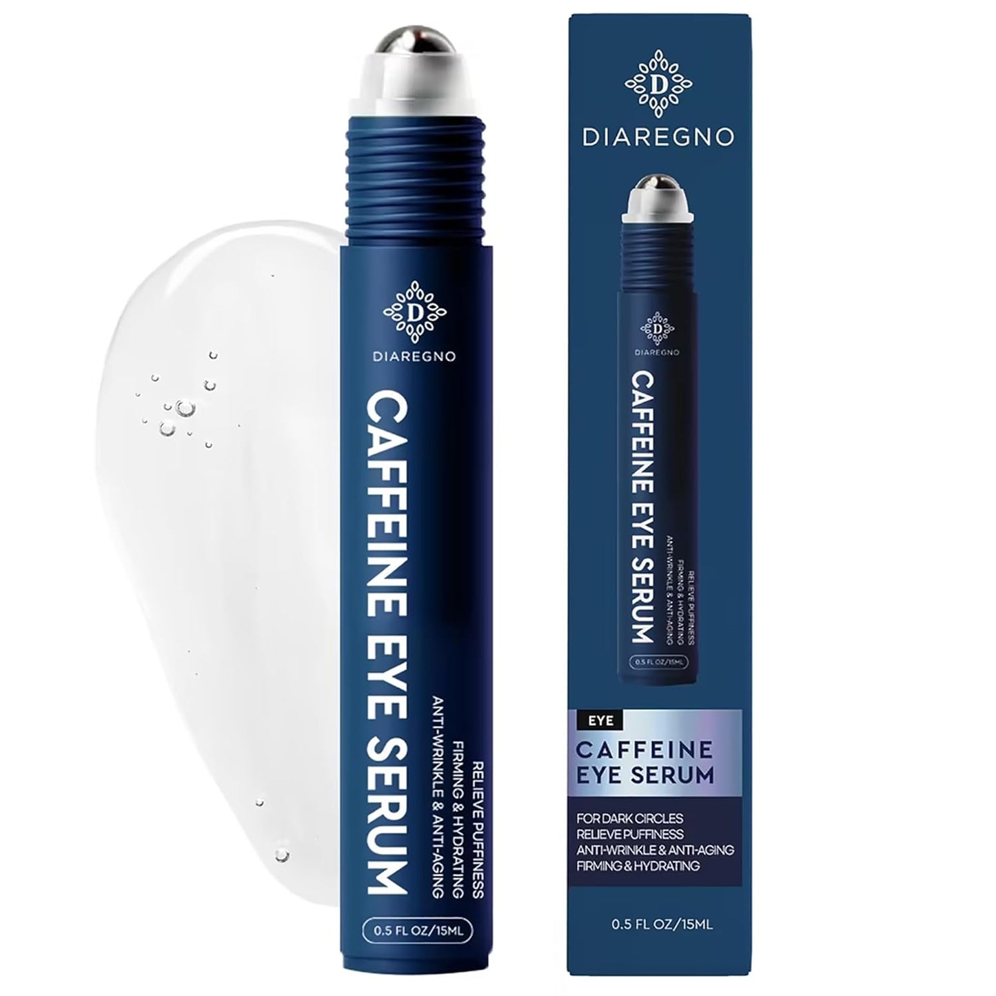 Caffeine eye cream for dark circles: Under eye serum for puffiness â with cooling roller for wrinkles