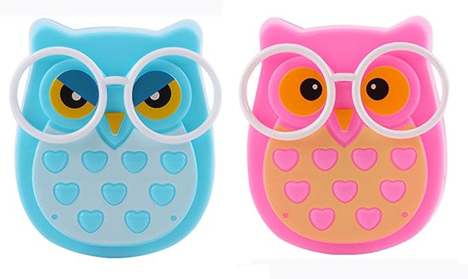 2 PCS Owl LED Plug in Night Light for Kids- Wall Lamp Take Good Care Children Sleep Light Sensor Auto Controlled Nightlights for Baby Nursing (Blue+Pink)