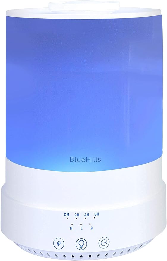 BlueHills Premium Set of 2 2500 ML Large Essential Oils Diffusers for Big Rooms High Mist Output XL Capacity Adjustable Cool Mist Great Gift – Value Pack of 2 White and Decorative Design