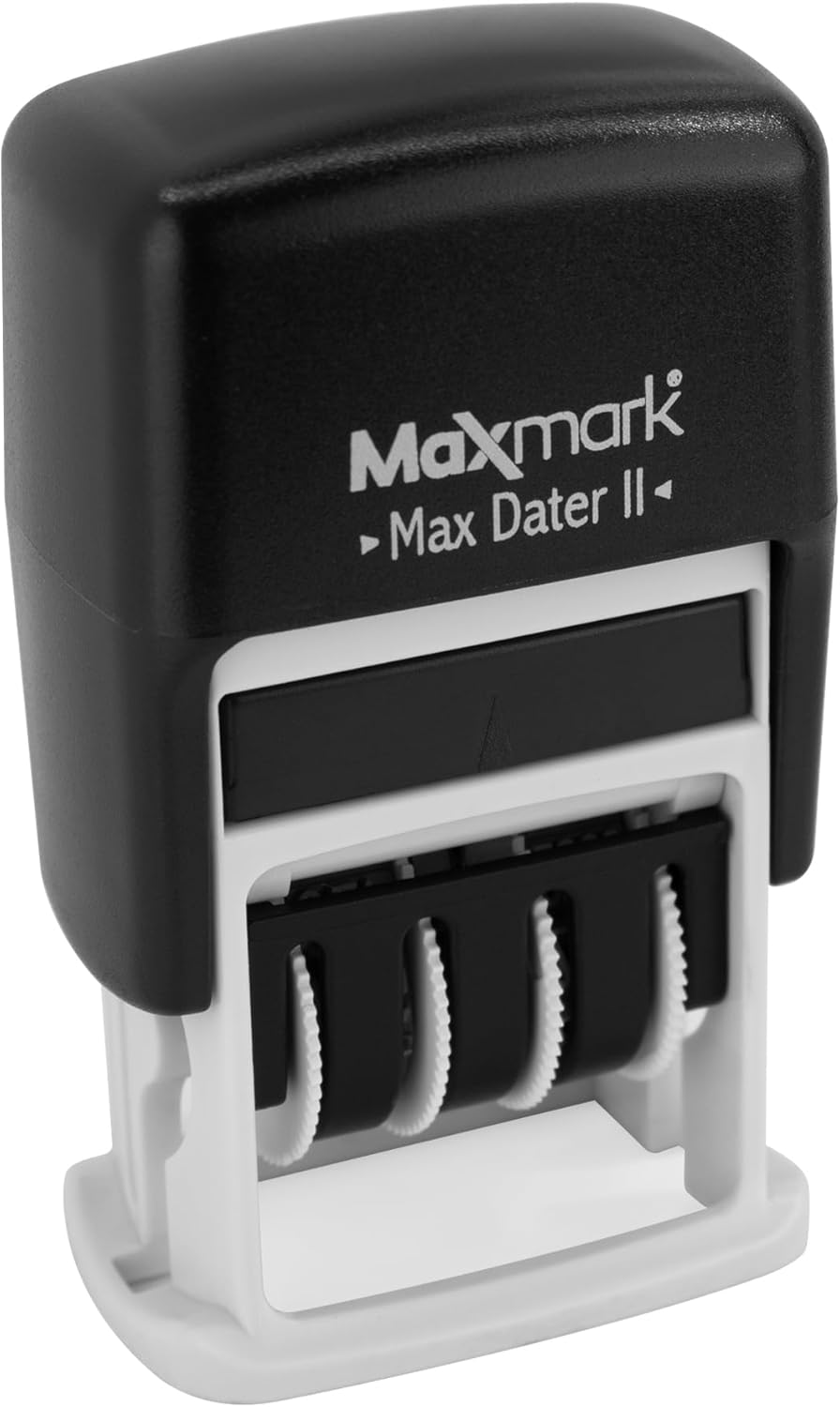 MaxMark Self-Inking Rubber Date Office Stamp with Denied Phrase & Date - Black Ink (Max Dater)