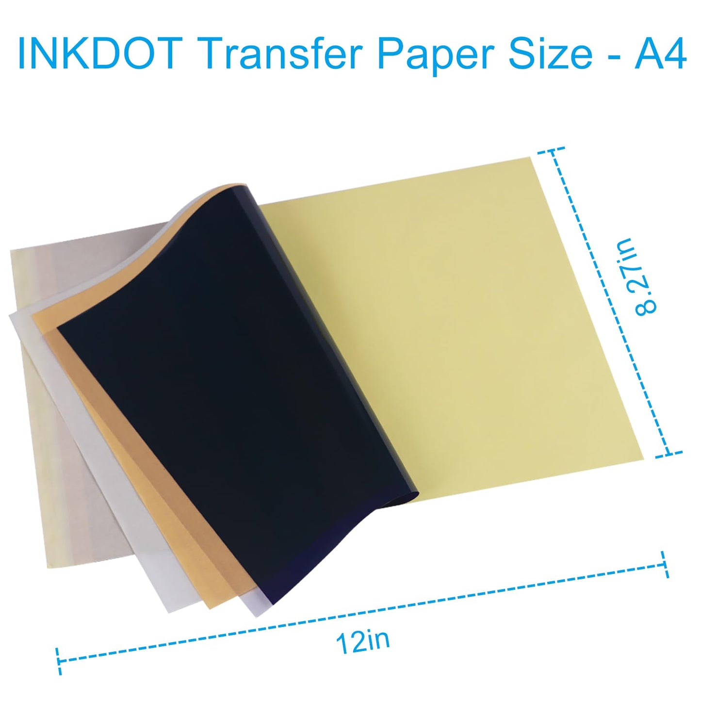 Emalla INKDOT Tattoo Transfer Paper, 100 Sheets Premium Stencil Paper 4-Layer Thermal Transfer Paper 8.27" X 12"" for Crisp Designs A4 Size Tracing Paper for Beginners or Artist Tattoo Supplies"