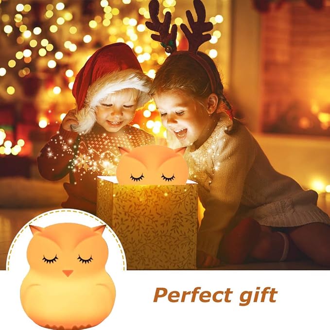 Large Owl Night Lights for Kids LED Nursery Lamp Children's Room Moon Bedside Lamp, Changeable Brightness & Color Child Table Night-Light, Lighting for Travel and Camping Child Gift - Large