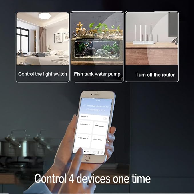 Tuya WiFi Smart Temperature Sensor Controller, 4CH 7-32V Relay Switch, Remote Voice Control, APP Remote Control, Dry Contact, Real-Time Monitoring, Compatible with Alexa and Google Home