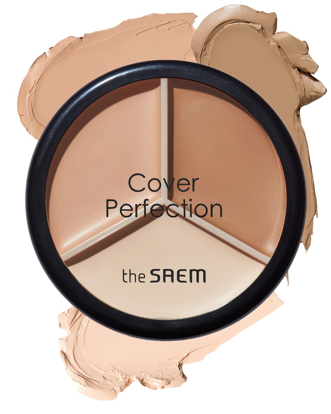 THESAEM Cover Perfection Triple Pot Concealer â 3 Color Concealer with Full Coverage Natural Beige Shade Covers Blemishes Spots, Highlighter & Contouring, 02 Contour Beige