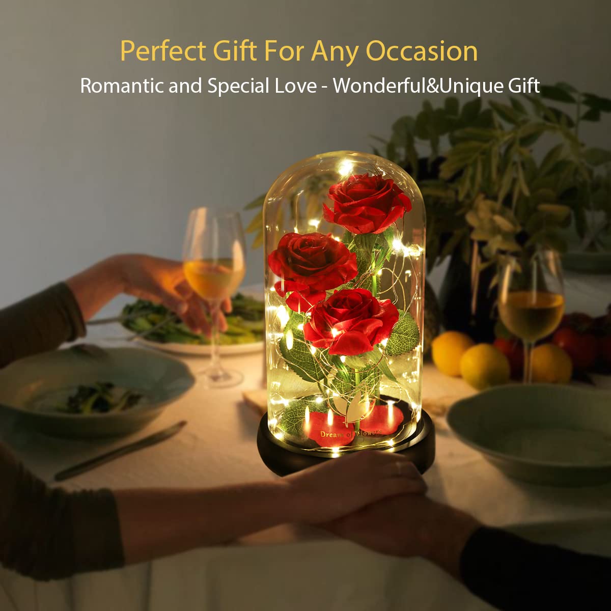 Women Gift Idea Birthday,Unique Gifts for Mom,Beauty and The Beast Rose in Glass Dome with 2 Lights Mode, Birthday Gifts for her,Anniversary Rose Gifts for Wife,Red Silk Rose Flower Gifts for Women