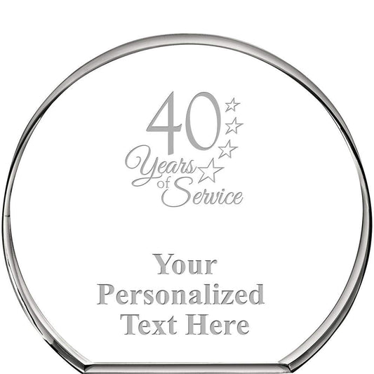 Crown Awards 40 Years of Service Standing Circle Paperweight, Custom Engraved Years of Service Crystal Paperweight Gift Prime