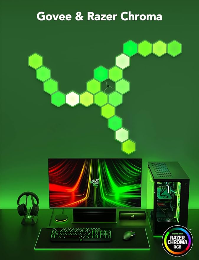 Govee RGBIC LED Lights, Wi-Fi Smart Home Creative Wall Lights with Music Sync, Compatible with Alexa Google Assistant for Indoor Gaming Decor