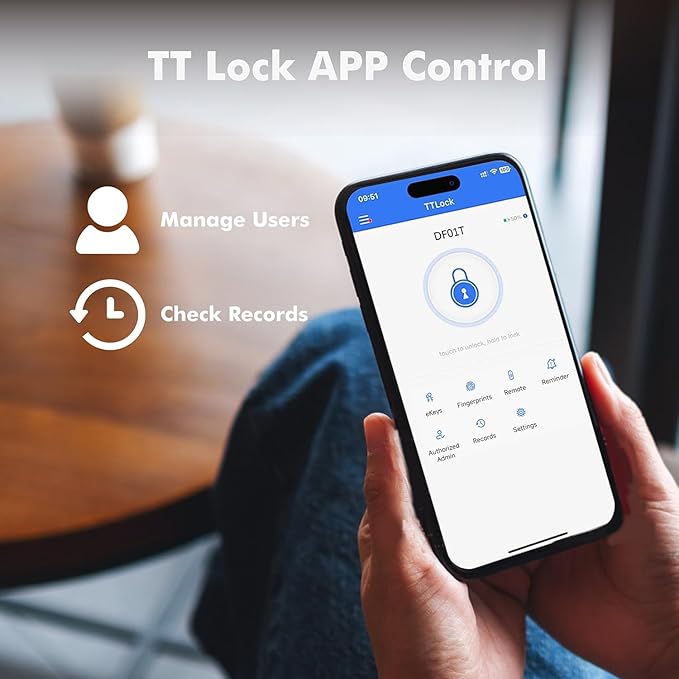 Fingerprint Keyless Entry Door Lock – Smart Deadbolt with App Control, 10-Month Battery Life, Easy Installation, Deadbolt Alternative, IP66 Waterproof, Includes 2 Backup Keys