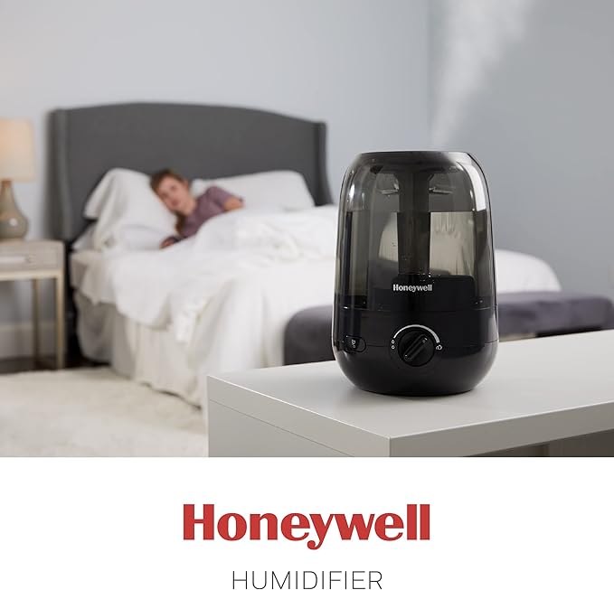 Honeywell Ultra Comfort Cool Mist Humidifier, No Filter, Easy to Fill and Clean, Cleaning Brush Included, Ultra Quiet, Use With Essential Oils for Extra Comfort, Black, HUL545B