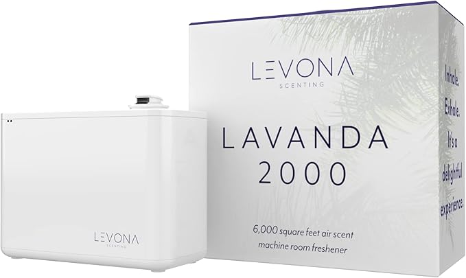 LEVONA SCENT Machine Lavanda: Up to 6000 SQFT HVAC Diffuser- Waterless Scent Air for Office, Hotel & Home Diffuser - Fragrance + Remote Control App Lavanda 2000