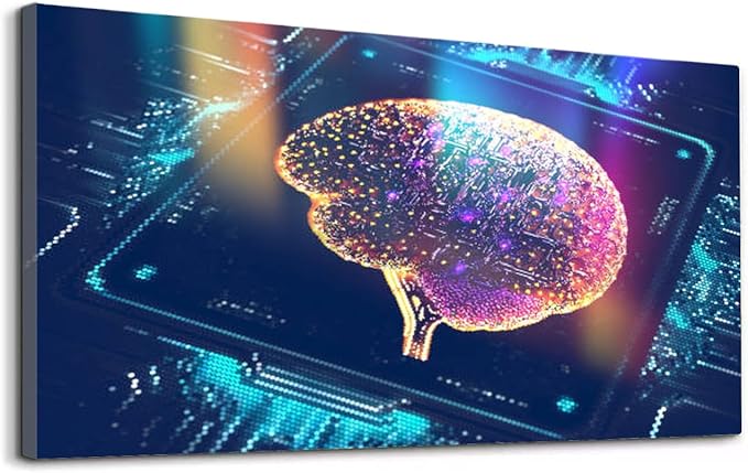 Wibinuki Wall Art Wall Decor Wall Paintings Artificial Intelligence CPU quantum computing for Living Room Bedroom Bathroom Home Decor Can Be Hung Directly 20"x 40"