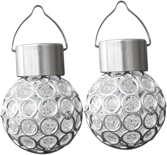 Mipcase 2pcs Solar Hanging Lights Outdoor Decorative Led Garden Lamp Automatic Off