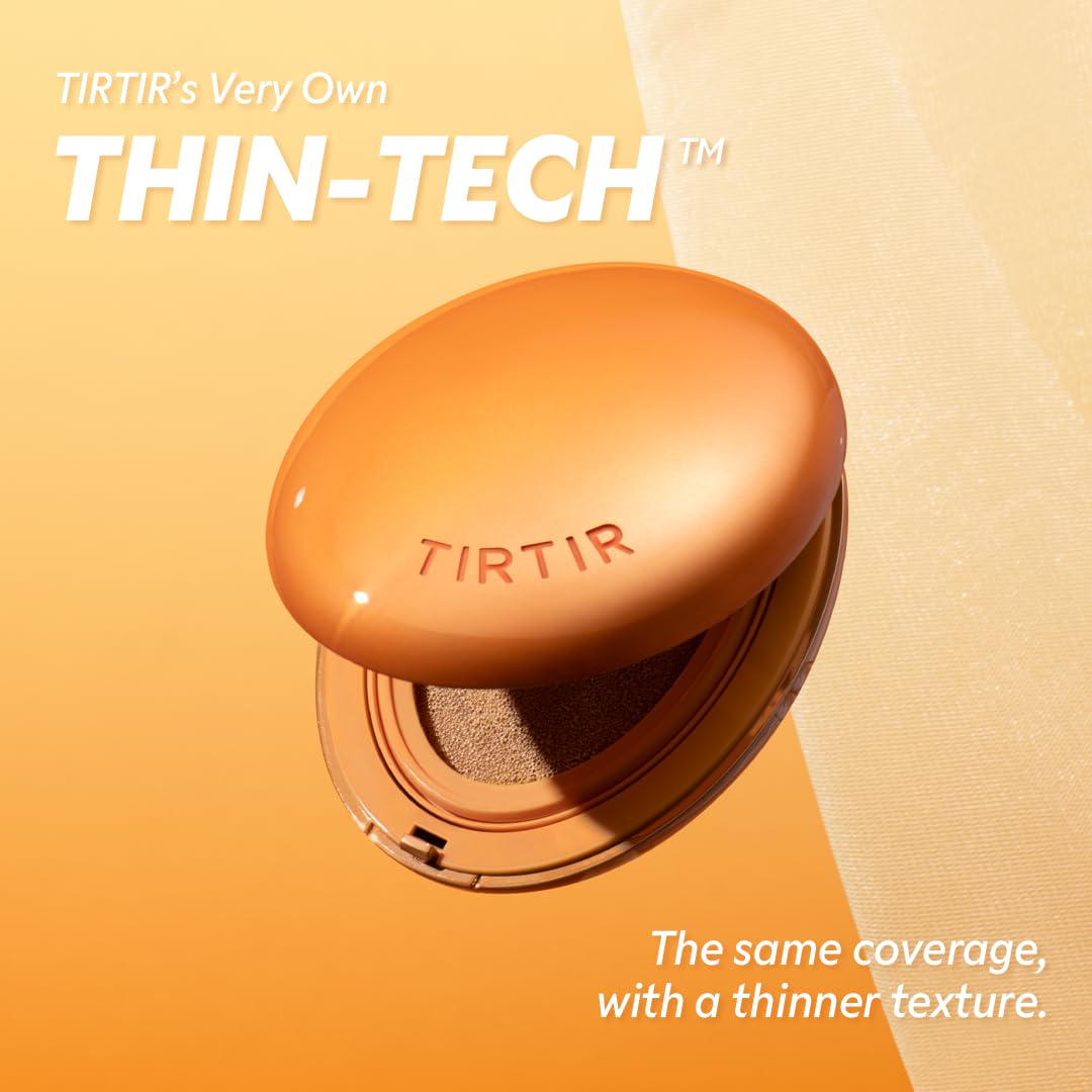 [*Mini Size*] TIRTIR Mask Fit Ai Filter Cushion Foundation | AI-Like Semi-Matte Finish - Up to 72-Hour Medium to Full Coverage Korean BB Cushion Make up Beauty, #34W Toffee, 0.15 Fl Oz