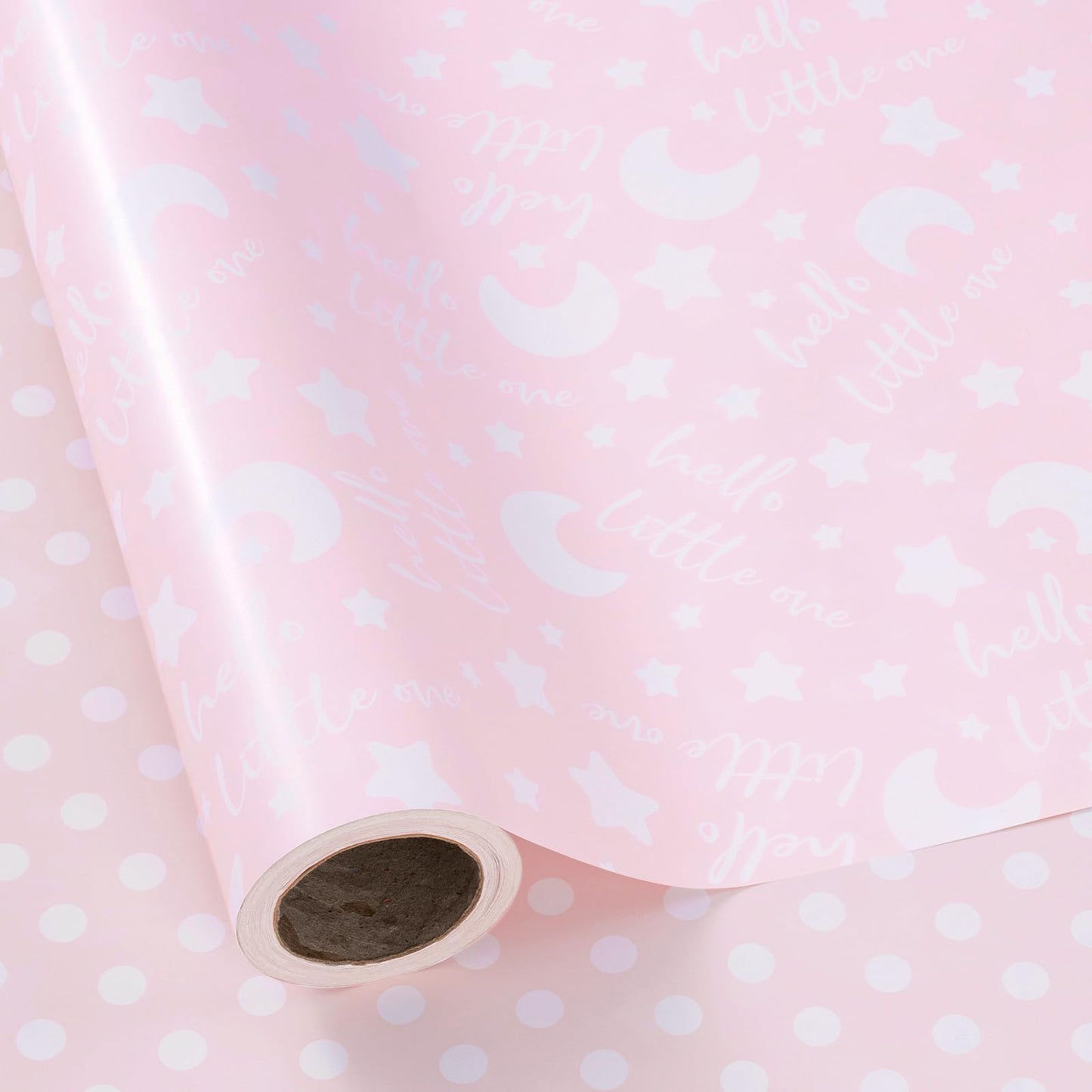RUSPEPA Reversible Wrapping Paper Roll, Jumbo Roll, Baby Girl Pink and Dots Pattern for Baby Boy or Neutral Gift Wrapping, Kids' Birthday Party and Baby Shower, 30 Inches X 32.8 Feet
