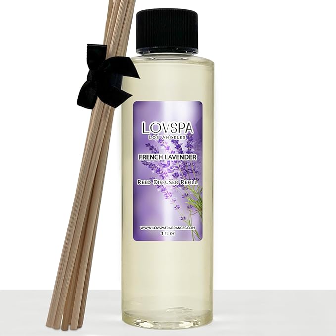 LOVSPA French Lavender Diffuser Oil - Luxury Essential Oils for Diffuser Refill & Air Freshener Room Spray - Long-Lasting & Natural Home Fragrance, Scented Oil for Diffusers, USA Made, 4oz