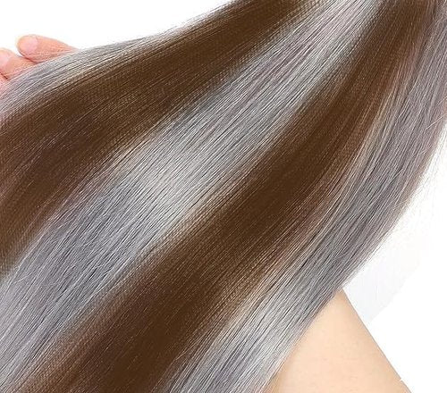Giginger Bundles Human Hair P4/GREY 18 20 22 inch Straight Wave Human Hair Bundles Highlight Chocolate Grey Unprocessed Quick Weave Soft Sewn In Hair Extensions for Black Women